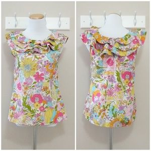 ⚠️reduced⚠️ ruffle collar keyhole neck floral top